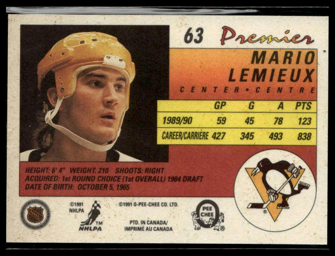 1990-91 O-Pee-Chee Premier #63 Mario Lemieux | eBay