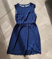 Uniqlo Dress small Blue Navy Polka Dot 