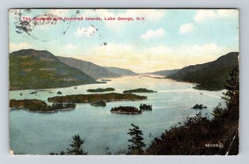 Lake George NY-New York, The Narrows Hundred Islands Vintage c1911 Postcard