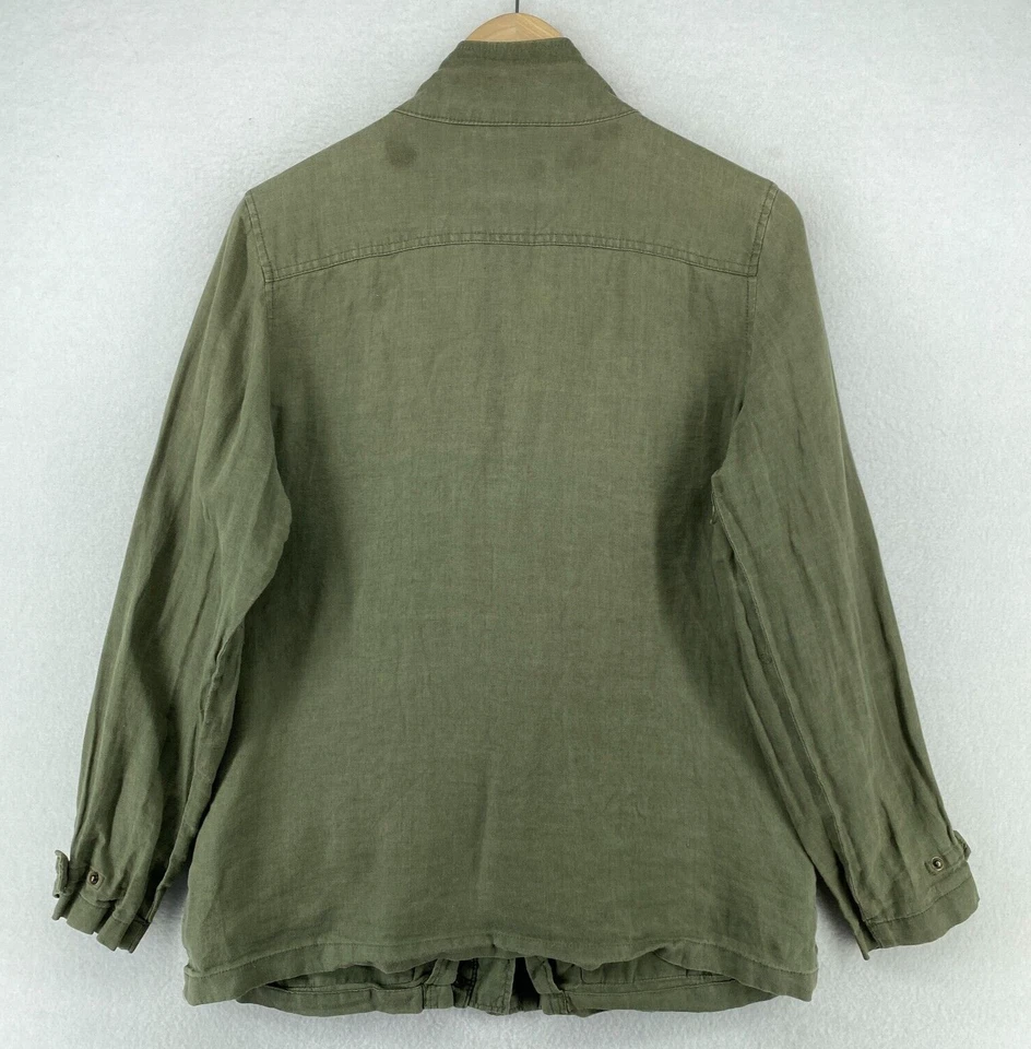 Chaqueta ARTISAN NY para mujer L de lino utilitario de carga campo cremallera completa Sanp frontal verde Foto 3 de 4