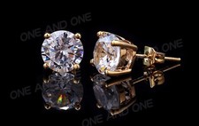 2Ct Round Cut Lab Created Diamond Solitaire Stud Earrings 14K Yellow Gold Plated