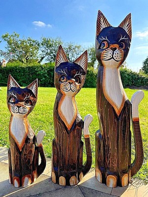 ATEMBERAUBENDE HANDGESCHNITZTE KATZE AUS BALI INDONESIEN - VERSCHIEDENE GRÖSSEN