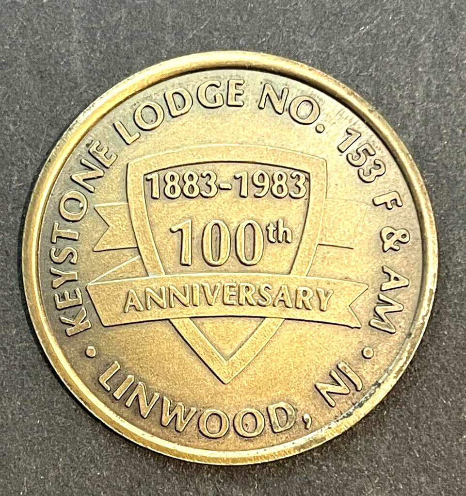 1983 MASONS MASONIC MEDALLION KEYSTONE LODGE #153 LINWOOD NJ 1OOth ANNIVERSARY