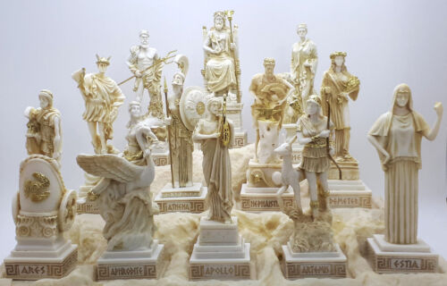 Lot de 12 Douze Dieux Olympiens Grecs Panthéon Figurine Statue Fait Main - Photo 1/8