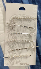 ICING Bobby Pins Rhinestone Glass Faux Pearl 6 Pieces NEW