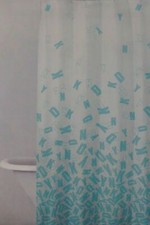 DKNY Cluster Blue  White Fabric Shower Curtain 72" x 72" NIP