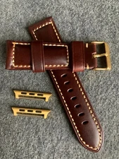 42 or 44mm GOLD Apple watch iwatch BROWN band w/ adapter