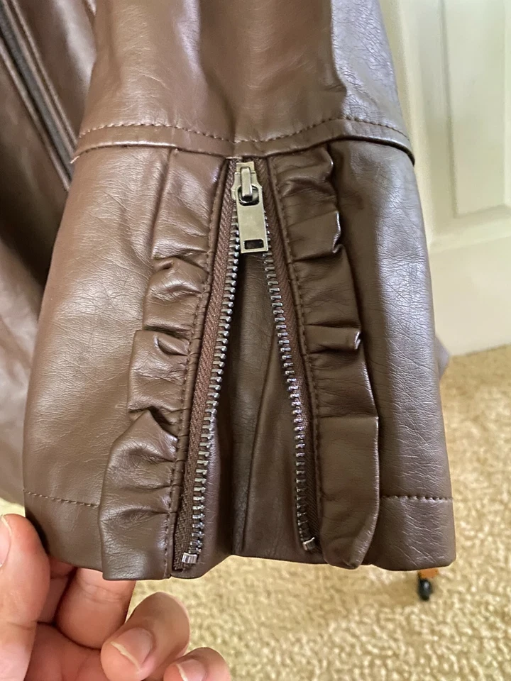 d & co. Women Size 2X Brown Adjustable Wrist 3/4 Sleeve Full Zip Jacket (A18) - Image 4 of 4