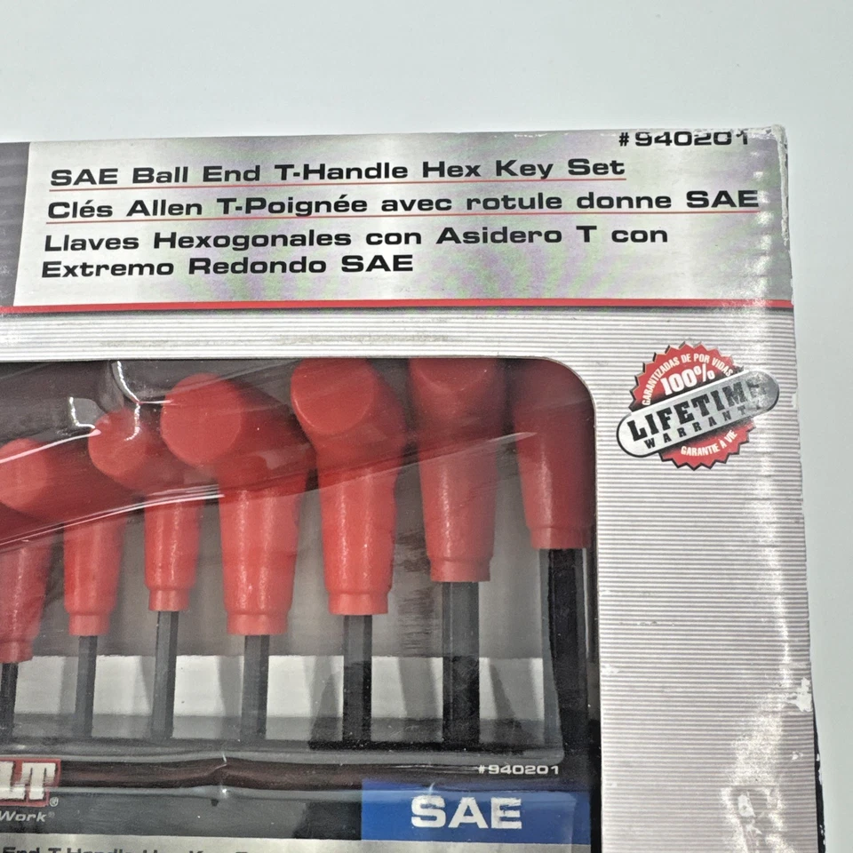 T-Handle Allen Wrench Hex Key Set SAE Ball End Chrome Vanadium - Image 4 of 4