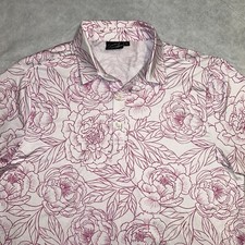 Sunday Swagger Polo Shirt Mens M Pink Tropical Floral Golf Performance