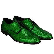 Dolce & Gabbana Sequin Classic Derby Leather Shoes Raffaello Green 41 UK 7
