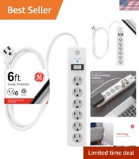 Home Office 6-Outlet Surge Protector, 800 Joules, Twist Safety Covers - White