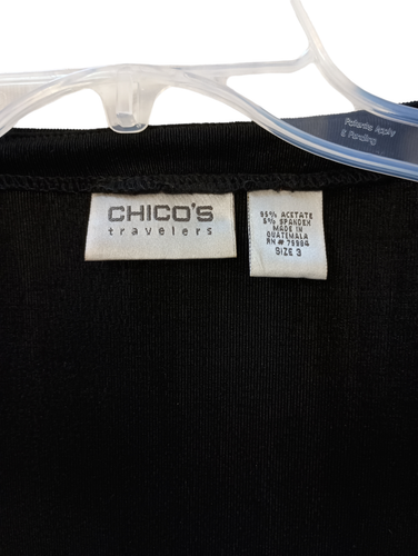 Chicos Travelers Damen Größe 3 Schwarz Wickeljacke V-Ausschnitt Stretch Strick 3/4 Arm - Bild 4 von 7
