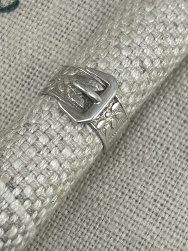 Anello fascia fibbia cintura argento sterling CPS VINTAGE anni 70 misura M 925 - Foto 6 di 13
