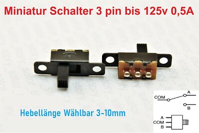 Miniatur Schiebeschalter EIN AUS schaltend 125V 0,5A Schalter mini Switch DIY