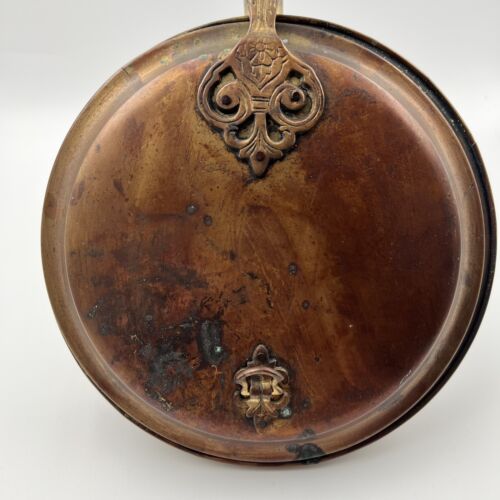 Vintage Copper Bed Warmer Beautiful Engraved Brass Fastenings With Wood Handle - Picture 3 of 20