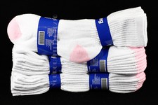 Womens 9-11 Heavy Weight Athletic Crew Ankle Cotton Pink Heel Toe Socks New