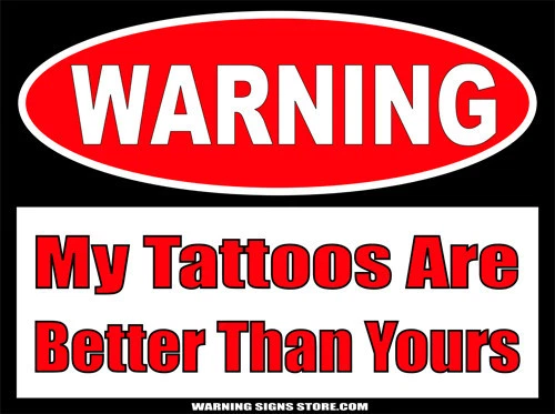 Funny Tattoo Stickers Bumper Decals 'Tattoos Are Better than Yours' 2-pack WS470