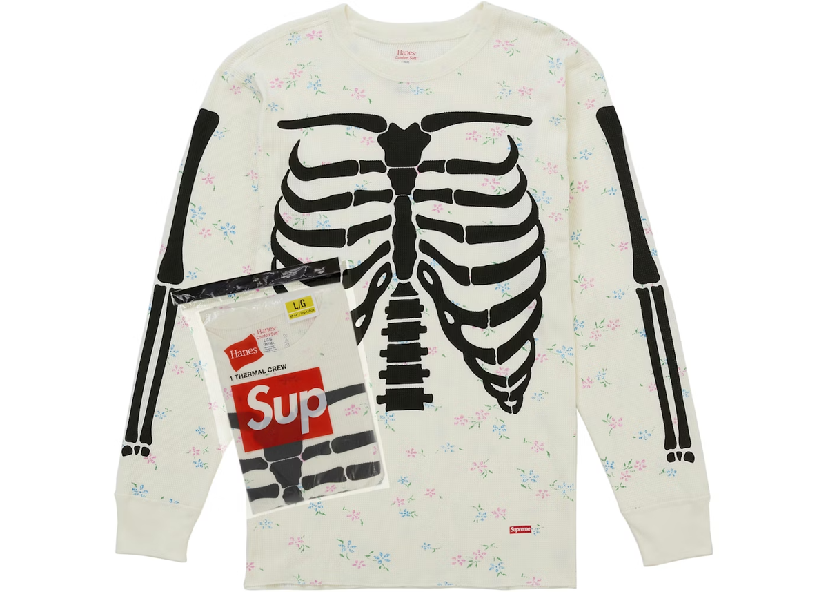XLサイズ Crew Thermal Bones Hanes / Supreme Floral Crew Thermal Bones Hanes Supreme トップス Supreme Bones Hanes トップス