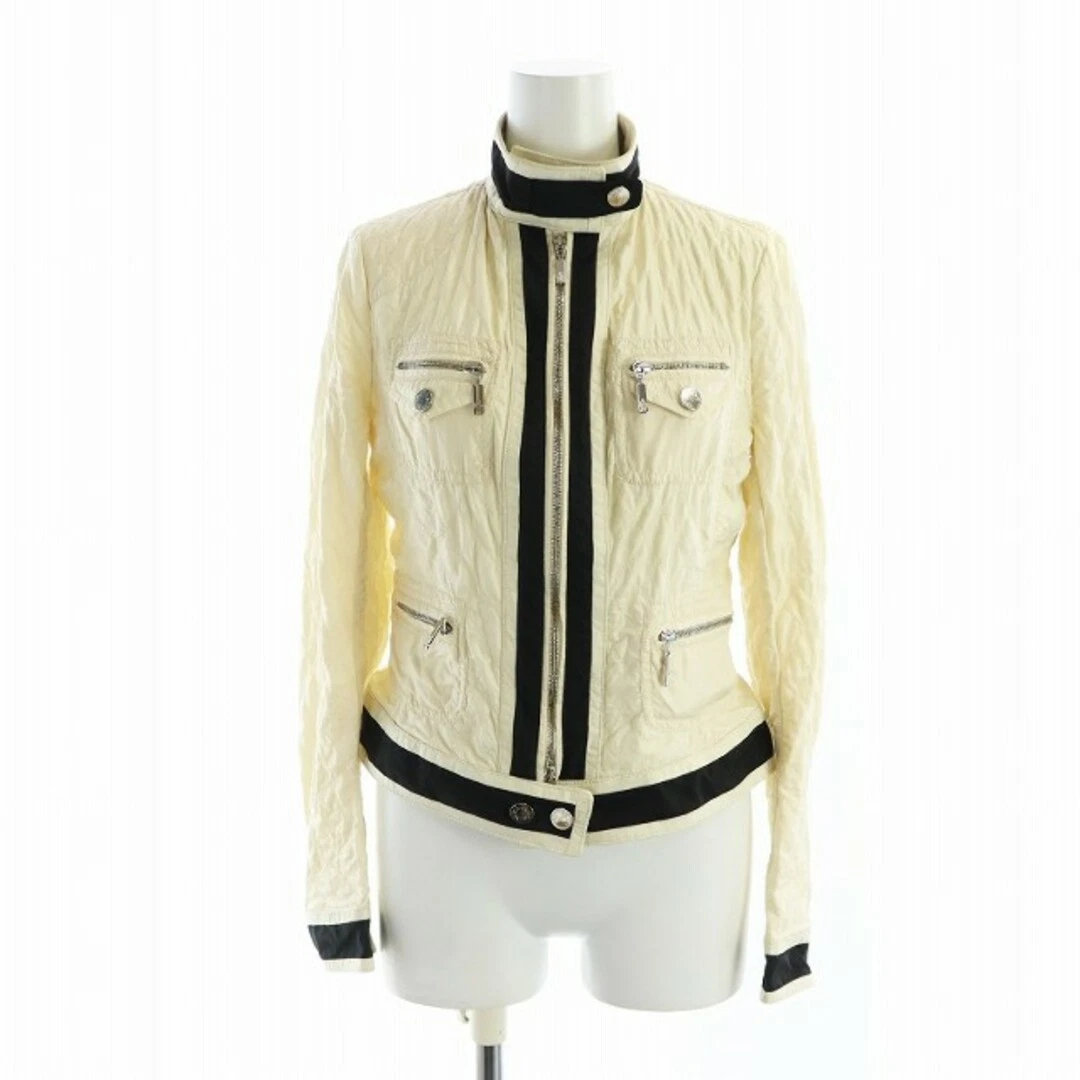 Moncler Nylon Giacca Biker Blouson Trapuntato Zip Up 0 S Avorio Usatof15fe02594