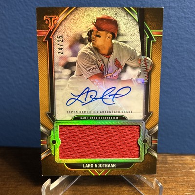 2024 Topps Triple Threads #AJR-LN Lars Nootbaar Gold Auto Jumbo Relic /25