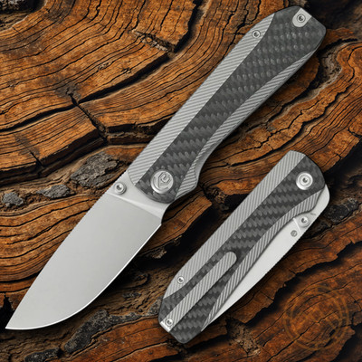 KB Knives Zephyr Folding Knife 3.75'' Bohler M390 Steel Blade Titanium/CF Handle