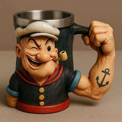 2026 New 3D Popeye Power Mug Beer Mug/Coffee Cup Gift Gift for Friend-US