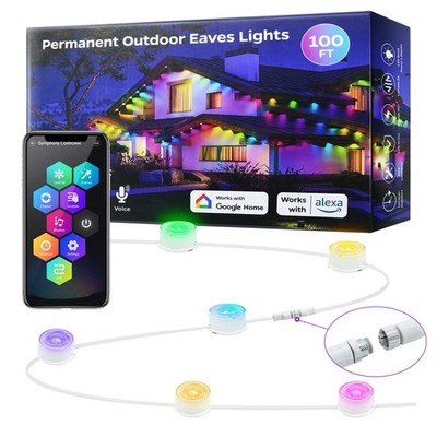 WEBUPAR Permanent Outdoor Lights, 100ft ICRGB Smart LED Strip with 70 Scene M...