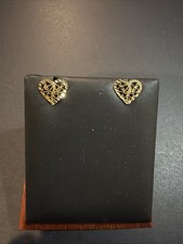14K Yellow Gold Diamond-Cut Heart Stud Earrings