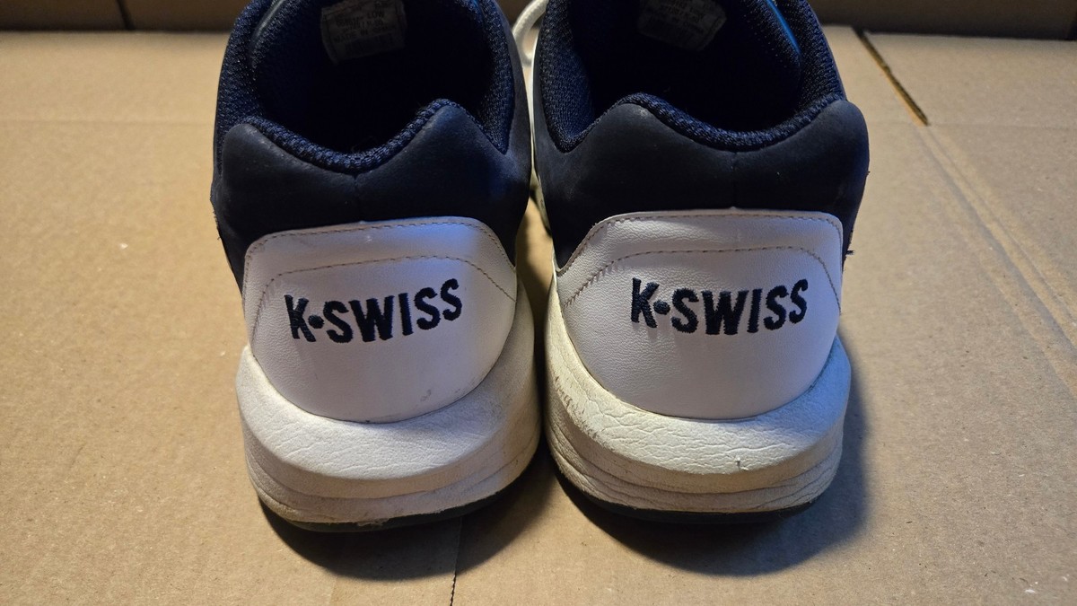K-Swiss Varoom Tennis Trainers 2000s VINTAGE Y2K Sz 11 Mens Shoes White Navy View 6