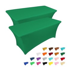 2 Pack 8FT Table Cloth for Rectangular Fitted 8 Ft - 2 Pcs Emerald Green