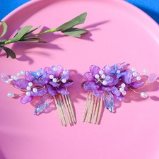 Chinese Style Hair Comb Hanfu Headpiece Purple Set Traditional Hair Accessories