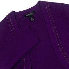 White House Black Market Crop Cardigan M Purple 3/4 Sleeve Open Front