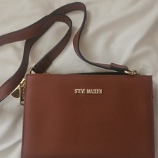 Steve Madden Brown Shoulder Bag, Gold Hardware, Card Slots, Bag Charm