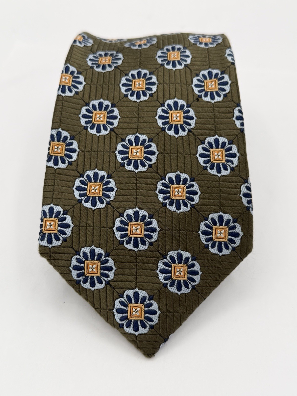 JOS. A. BANK Signature Collection Men's Silk XL Necktie Geometric Gold/Green