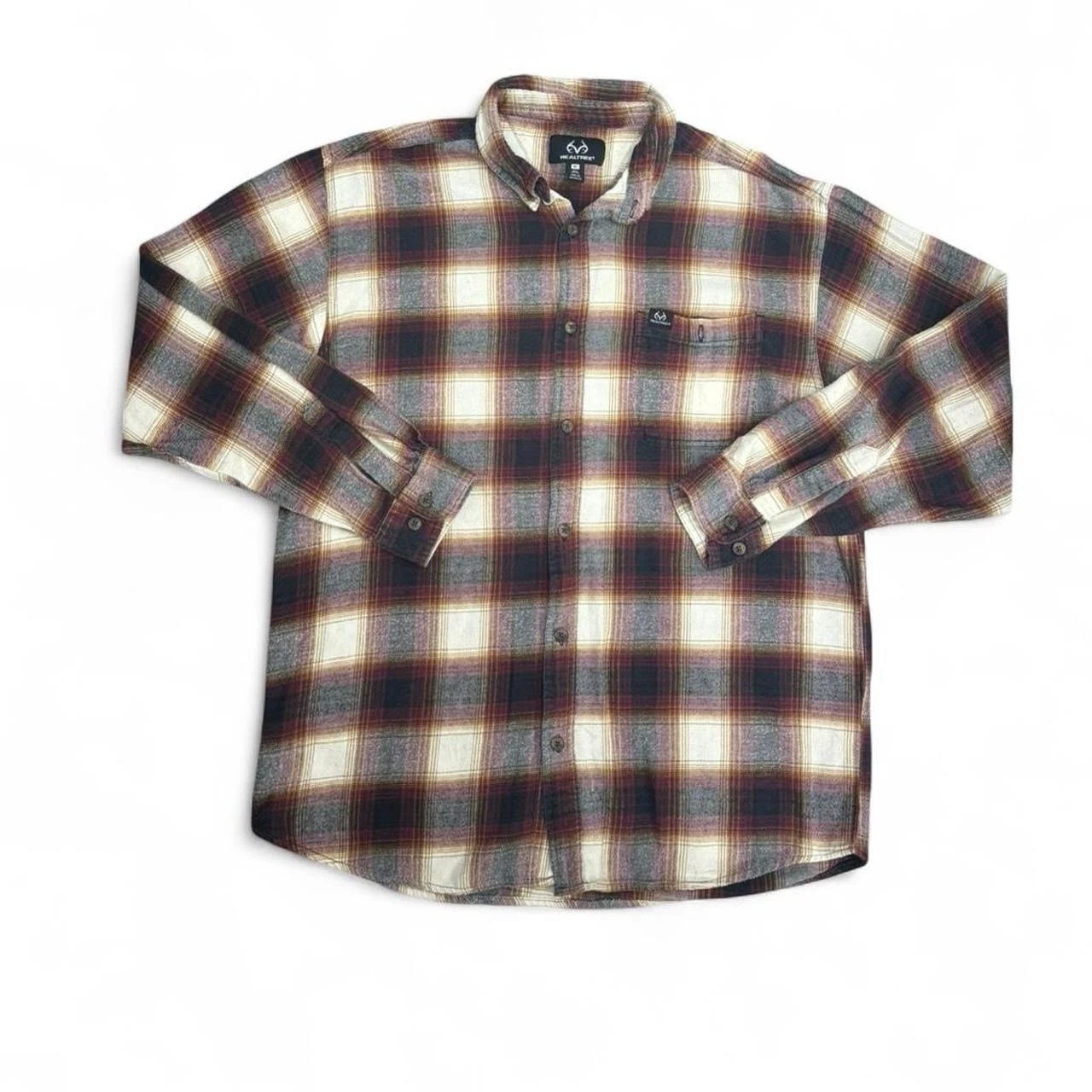 Realtree Flannel Button Down Shirt Men’s Size XL Long Sleeve Pocket Cotton Plaid