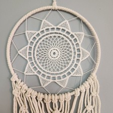 White Macrame Dream Catcher Wall Hanging Decor Zen Peace