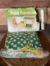 VTG Barbie size Patio Furniture-Table Chairs Swing-w/Box-READ DESCRIPTION 15A
