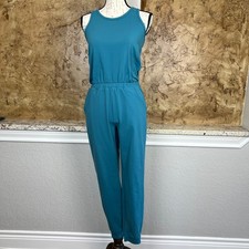 Athleta Girl Hop Skip and a Jumpsuit XL/14 Teal Blue Athleisure Youth Stretch