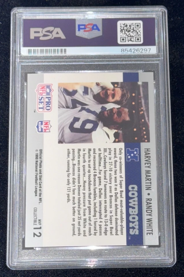 Martin & White "Super Bowl XII MVP" 1990 Pro Set Firmado Tarjeta de Novato Automático PSA 10 Foto 2 de 3