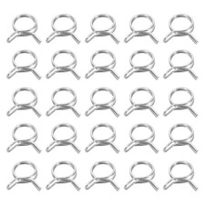 25Pcs 15mm ID 15-18mm OD Double Wire Spring Hose Clamp Steel Spring Clip Clamp