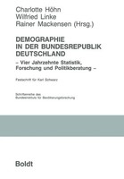 Demographie In Der Bundesrepublik Deutschland Charlotte HöHn (U. A.) Taschenbuch