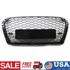 RS4 Style Black Front Bumper Grill Honeycomb Grille for 2017-19 Audi A4 S4 B9 