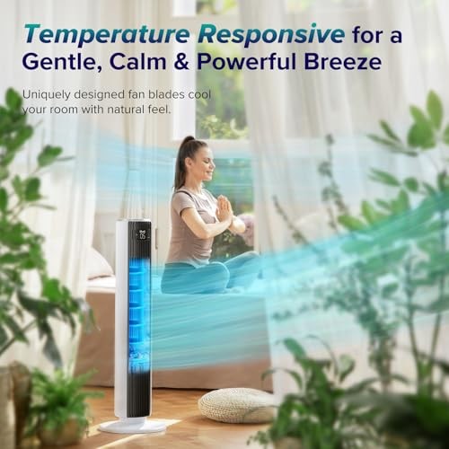 Tower Fan for Bedroom, 25ft/s Standing Fan that Blows Cold Air for Home, - Picture 3 of 7