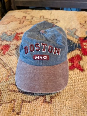 Boston Massachusetts Baseball Hat Brass Adjustable Buckle Strap Blue/Burgundy