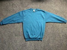 Vtg 90s Jerzees Sweatshirt Mens L Large Teal Pullover Crew Blank Made In USA