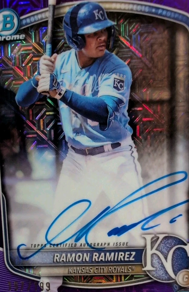 RAMON RAMIREZ 2025 Bowman Chrome Mega Box Auto Royals Purple Mojo Refractor /199 - Image 3 of 4