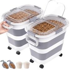 2 Pack 25L Dog Food Storage Containers - Collapsible Pet Food Storage Bins