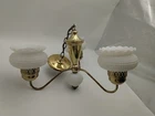 Underwriter Laboratories 3 Light Hobnail Milk Glass Brass Hanging Fixture VINTAG