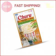 INABA Churu Cat Treats, Lickable, Squeezable Creamy Pur e Cat Treat with Green T